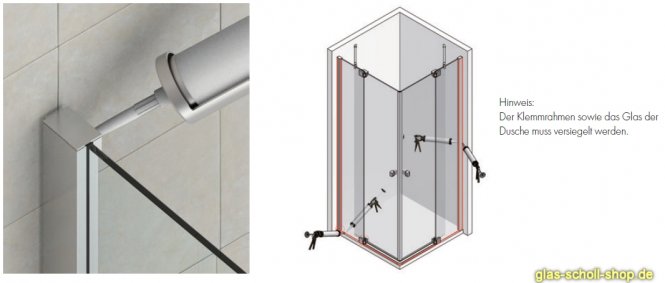 Endkappen für Wandanschlußprofil P8884 geschlossen für 8mm Glas für naturfarbig
