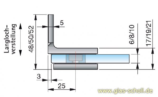 Flamea-Flinter-Nivello-Fluture 90° Glas-Wand Winkelverbinder mattverchromt