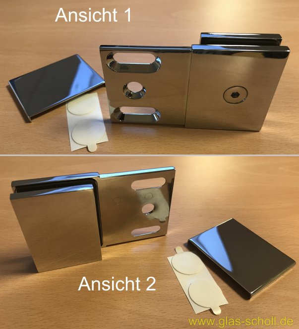 Flamea-Flinter-Nivello 180° Glas-Wand Längsverbinder glanzverchromt