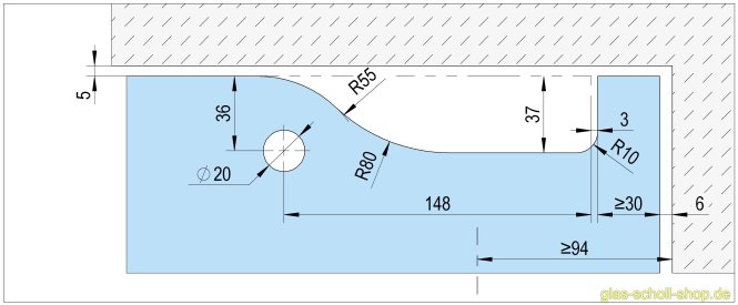 SET Alva selbstschließende Eckbeschlag EN5 für Türen -1,25 m (Set) 90° Feststellung Edelstahl gebürstet