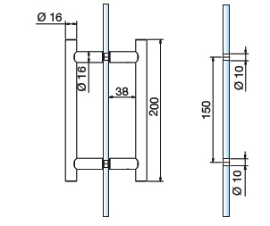 beidseitiger Edelstahl Stossgriff h=200 Edelstahl geschliffen