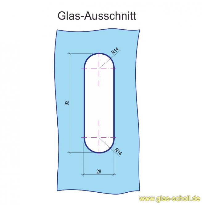 einklebbare eckige Design Edelstahl Griffmuschel beidseitig 40 x 100 mm für 8-12 mm Materialstärke 