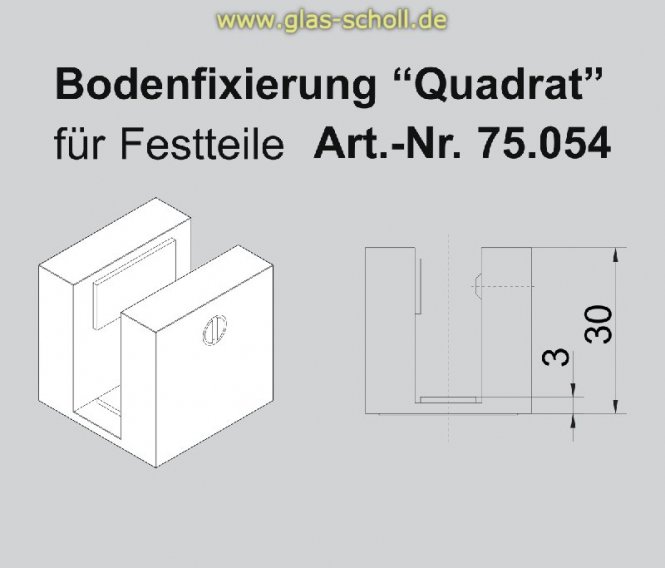 eckiger Boden-/Deckenklemmhalter Quadrat DIESER ARTIKEL LÄUFT AUS glanzverchromt