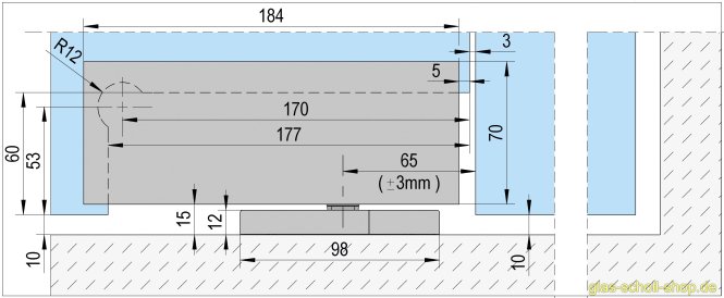 SET Alva selbstschließende Eckbeschlag EN5 für Türen -1,25 m (Set) 90° Feststellung Edelstahl gebürstet