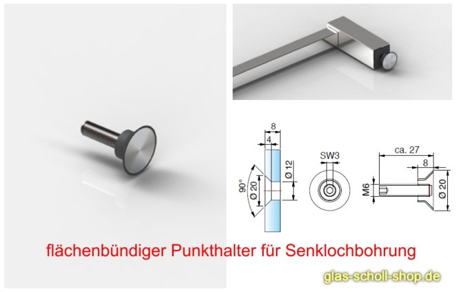 eckiger Handtuchhalter kürzbar Glas-/Wandmontage glanzverchr.