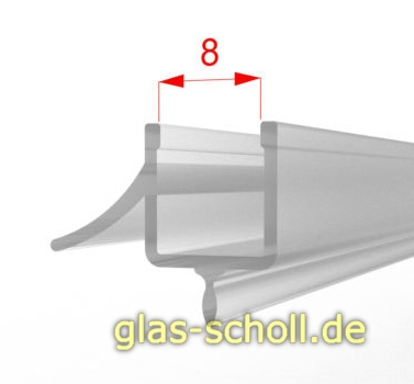 unteres SONDER-Wasserabweisprofil mit hoher 135° Lippe und EXTRA kurzer  Dichtlippe nach unten (1000mm) für 8mm