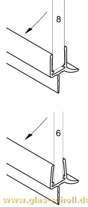 Artikelbild 2 des Artikels “unteres Wasserabweisprofil mit 135° Lippe (2010mm) Duschdichtung für 6-8mm Glas “