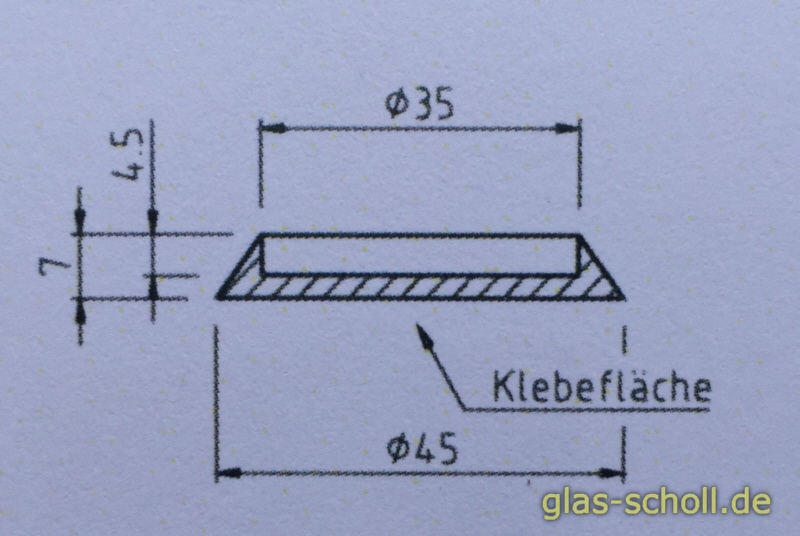 Glas Scholl Webshop, einseitige aufklebbare Edelstahl Griffmuschel d=45
