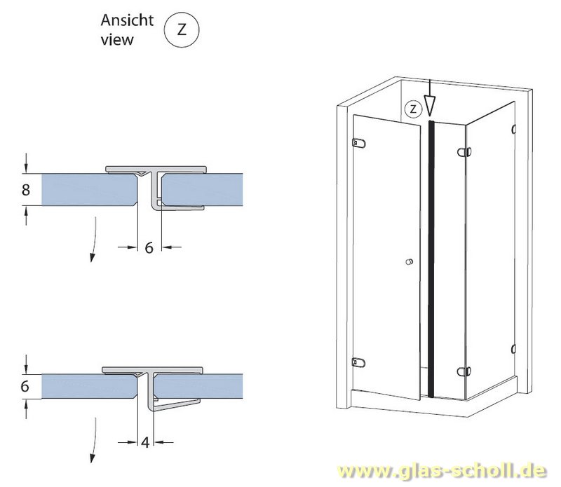 Glas Scholl Webshop  fluchtendes Anschlagprofil 180° (2500mm