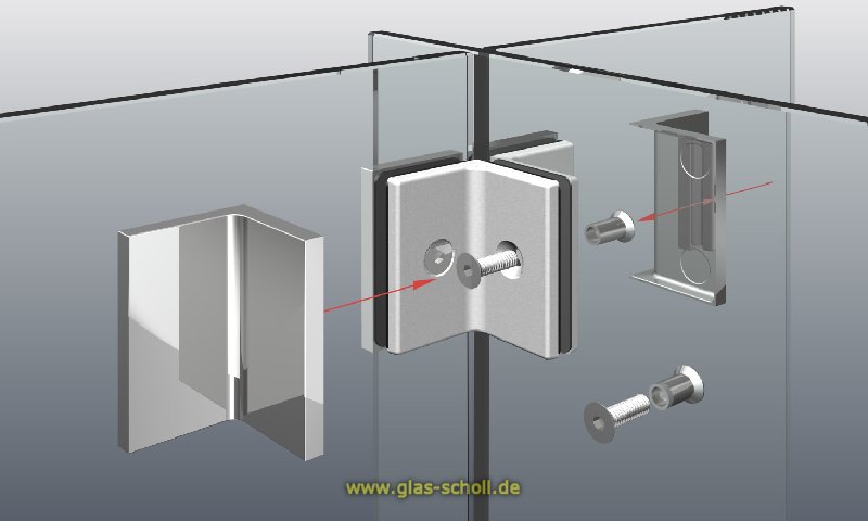 Artikelbild 3 des Artikels “Flamea+ 90° Glas-Glas T-Winkelverbinder zweiseitig glanzverchromt“