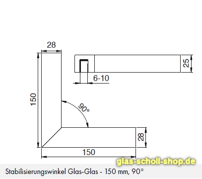 Artikelbild 4 des Artikels “90° Stabilisierungswinkel Glas-Glas glanzverchromt 150x150 mm “