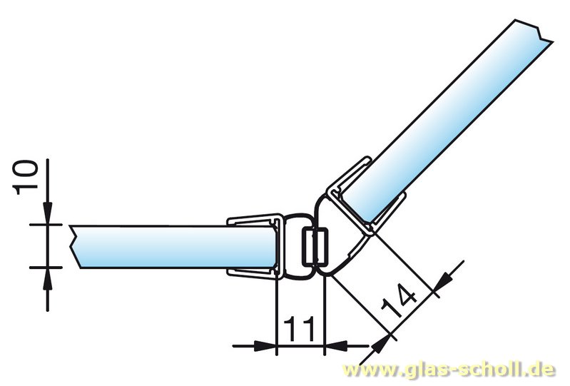 135 Grad Magnet-Duschdichtung für 10-12mm Glas (2500mm)