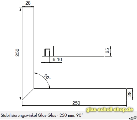 Artikelbild 5 des Artikels “90° Stabilisierungswinkel Glas-Glas glanzverchromt 150x150 mm “