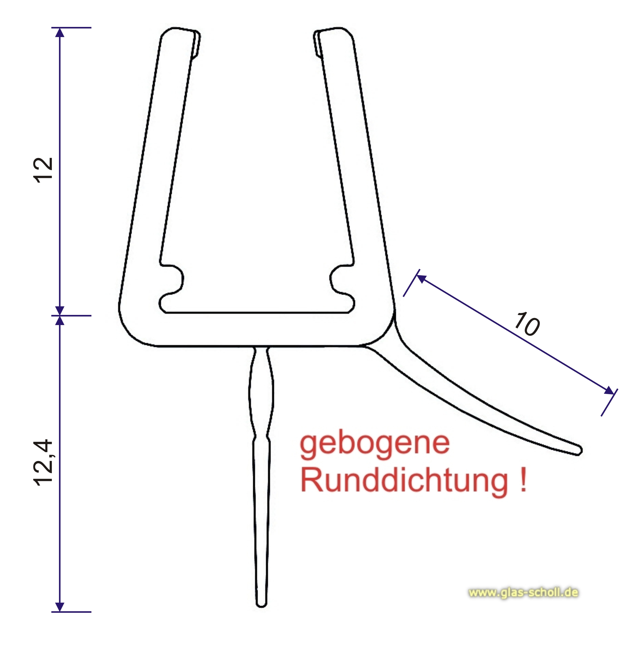 Glas Scholl Webshop, Dichtprofil 11mm für Schiebetüren mit Lippe (2500mm)  Duschdichtung 6-8mm Glas -ÜBERLÄNGE